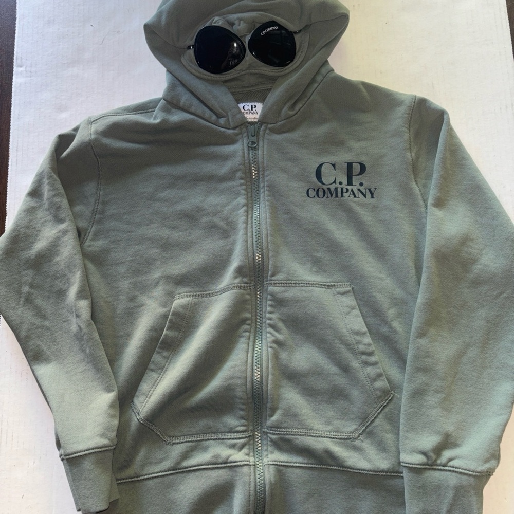 C.P. Company Kids Light Green Goggle Hoodie Jacket